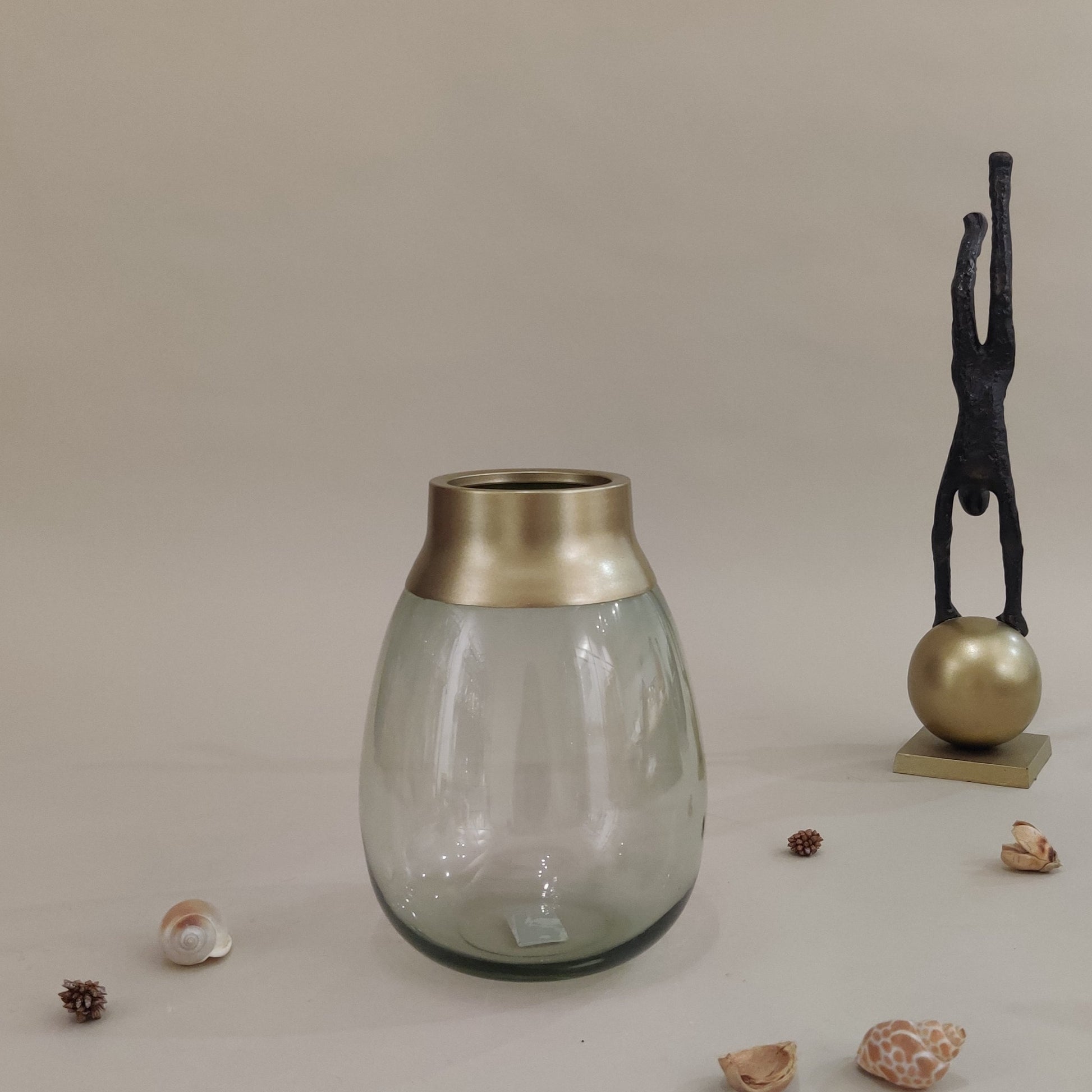 Lamia Green Gold Glass Vase