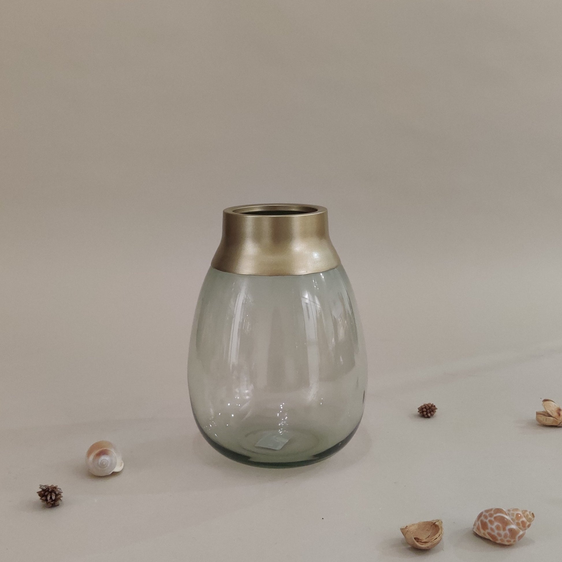 Lamia Green Gold Glass Vase