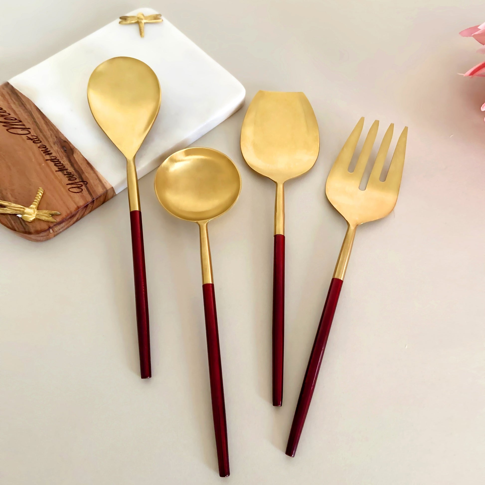 Nordic Red Gold serving spoons (Set of 4)