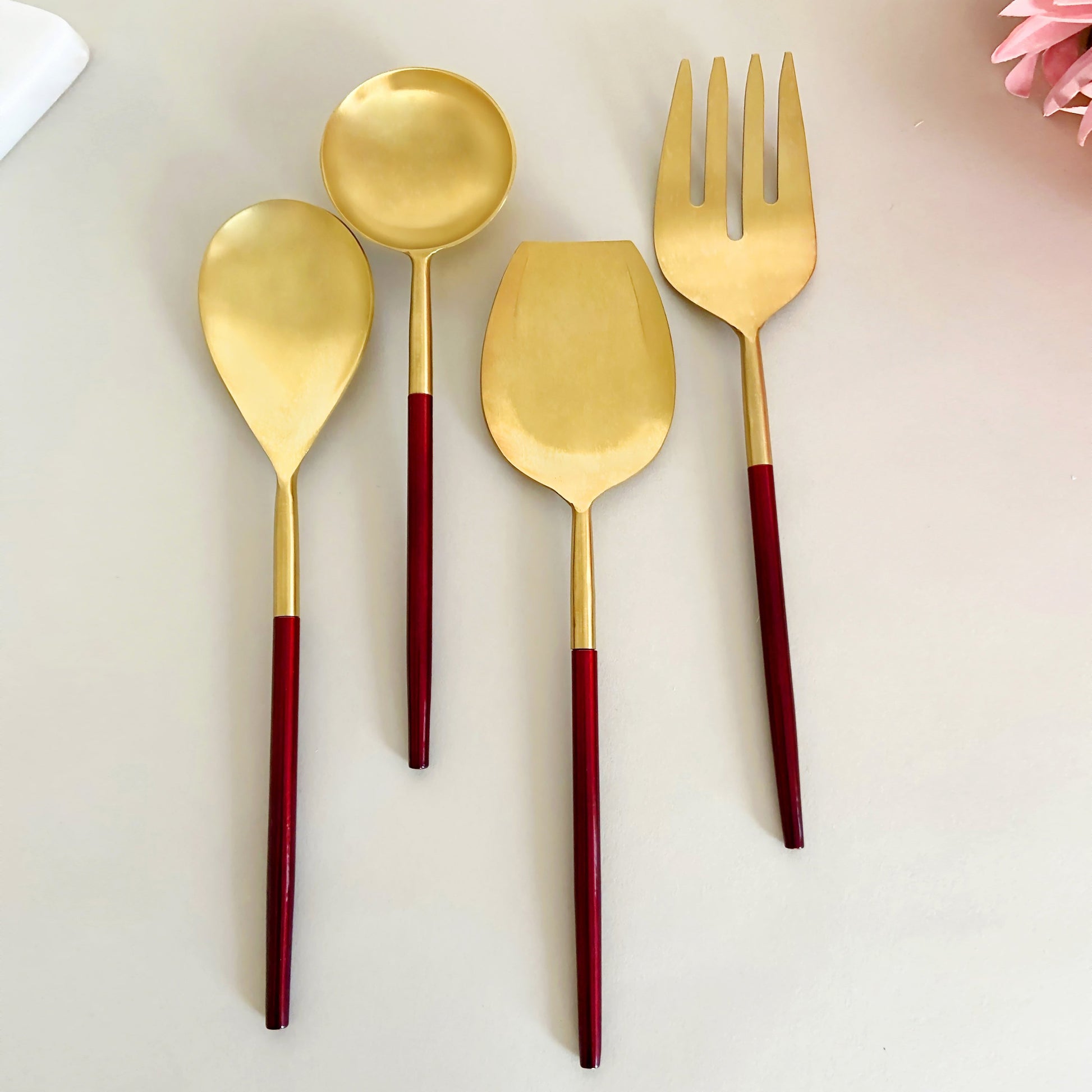 Nordic Red Gold serving spoons (Set of 4)