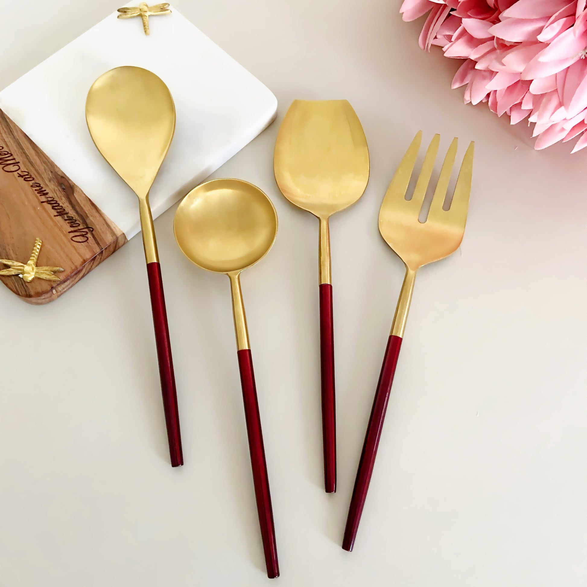 Nordic Red Gold serving spoons (Set of 4)