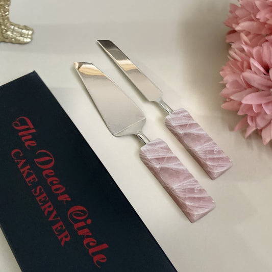 Rose Quartz Pink Cake Knives Set (Set of 2)