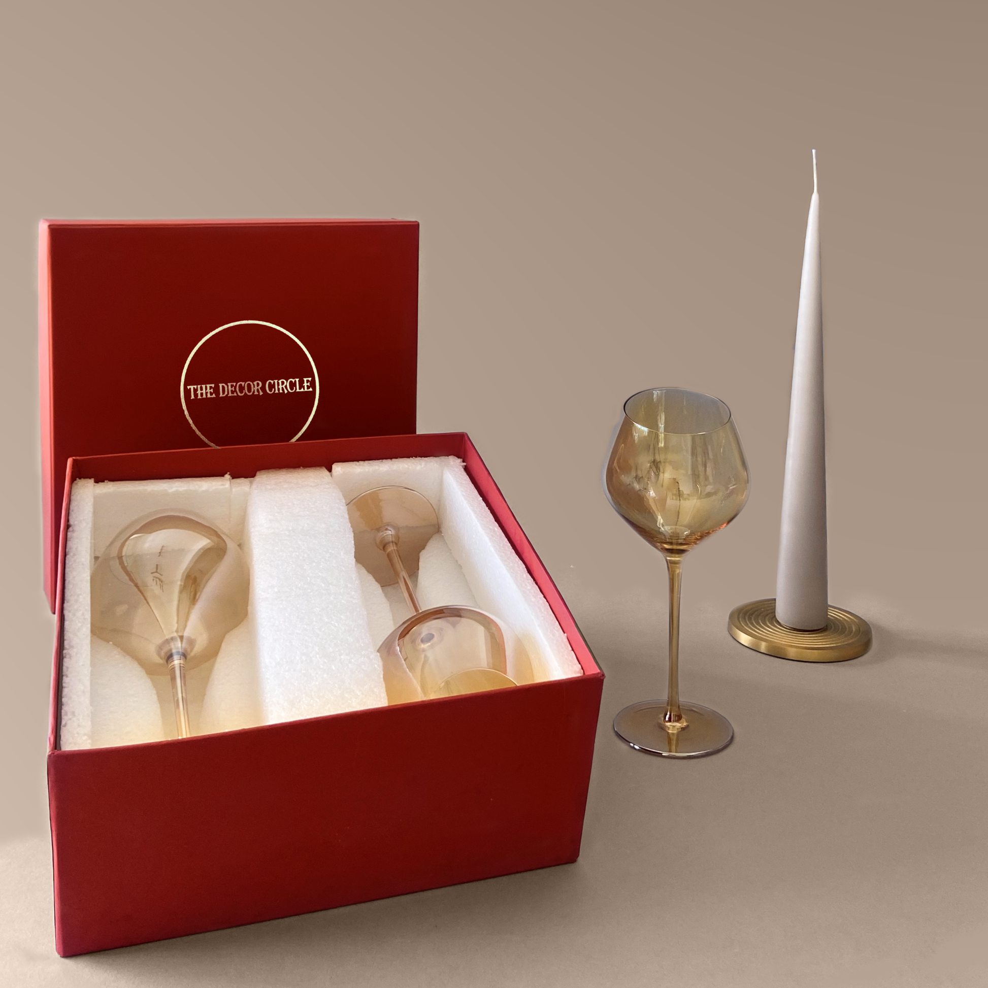 Amber Slanting Wine Glass Gift Box (Set of 2)