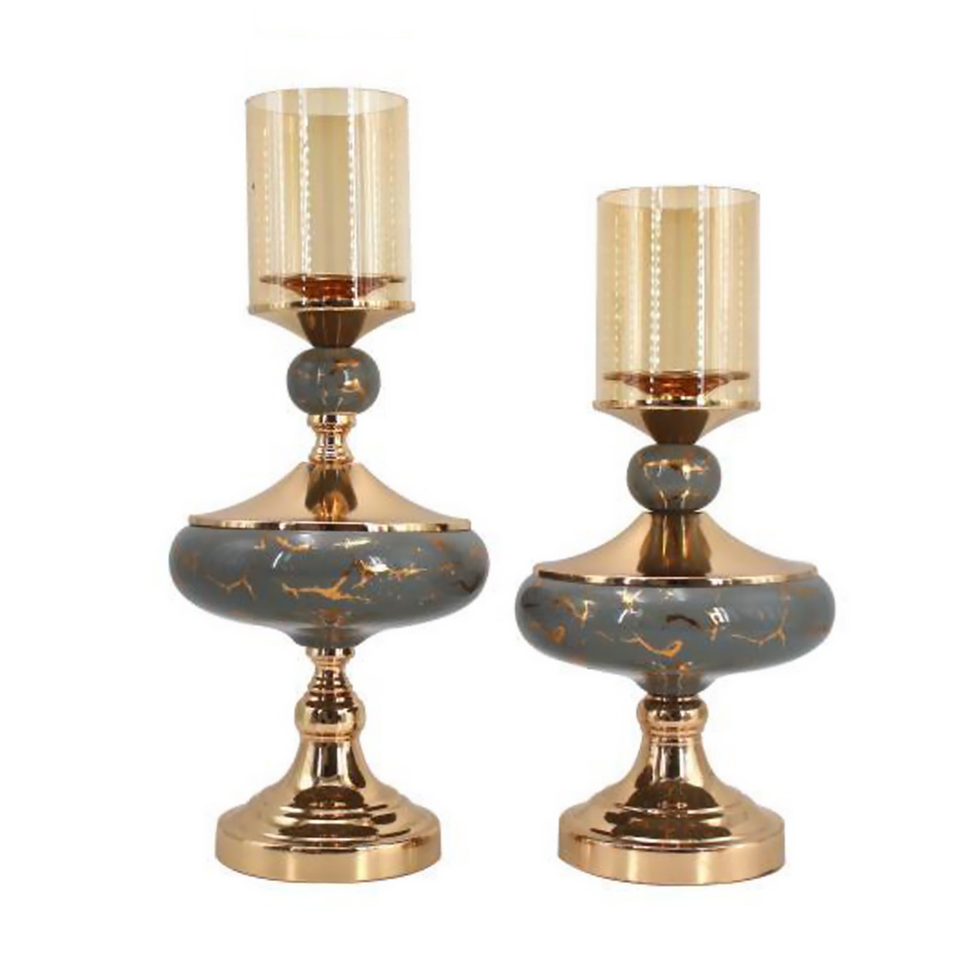 Stellaus Vintage Gold Candle Stands (Set of 2)