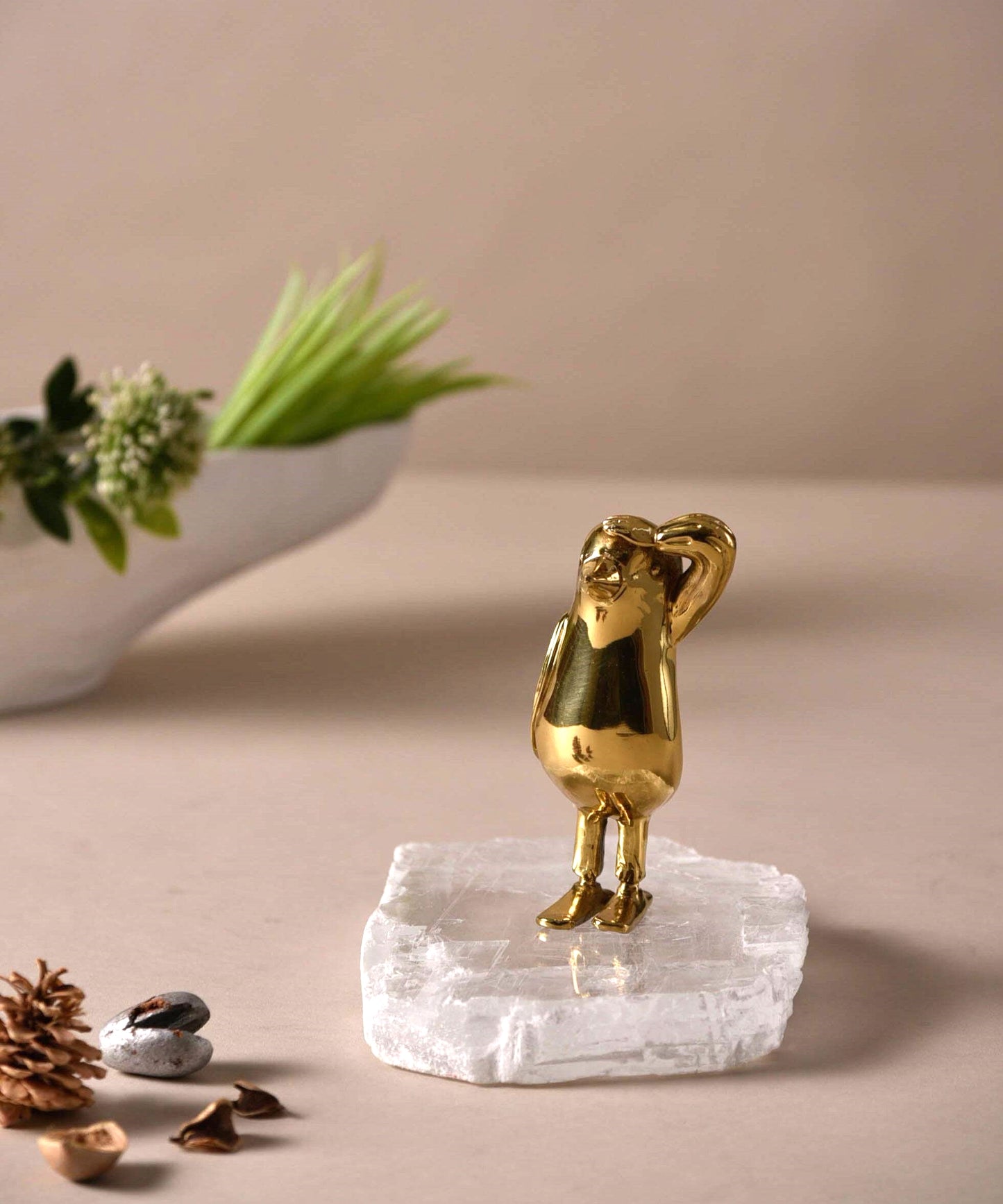 Bird Crystal Brass Sculpture