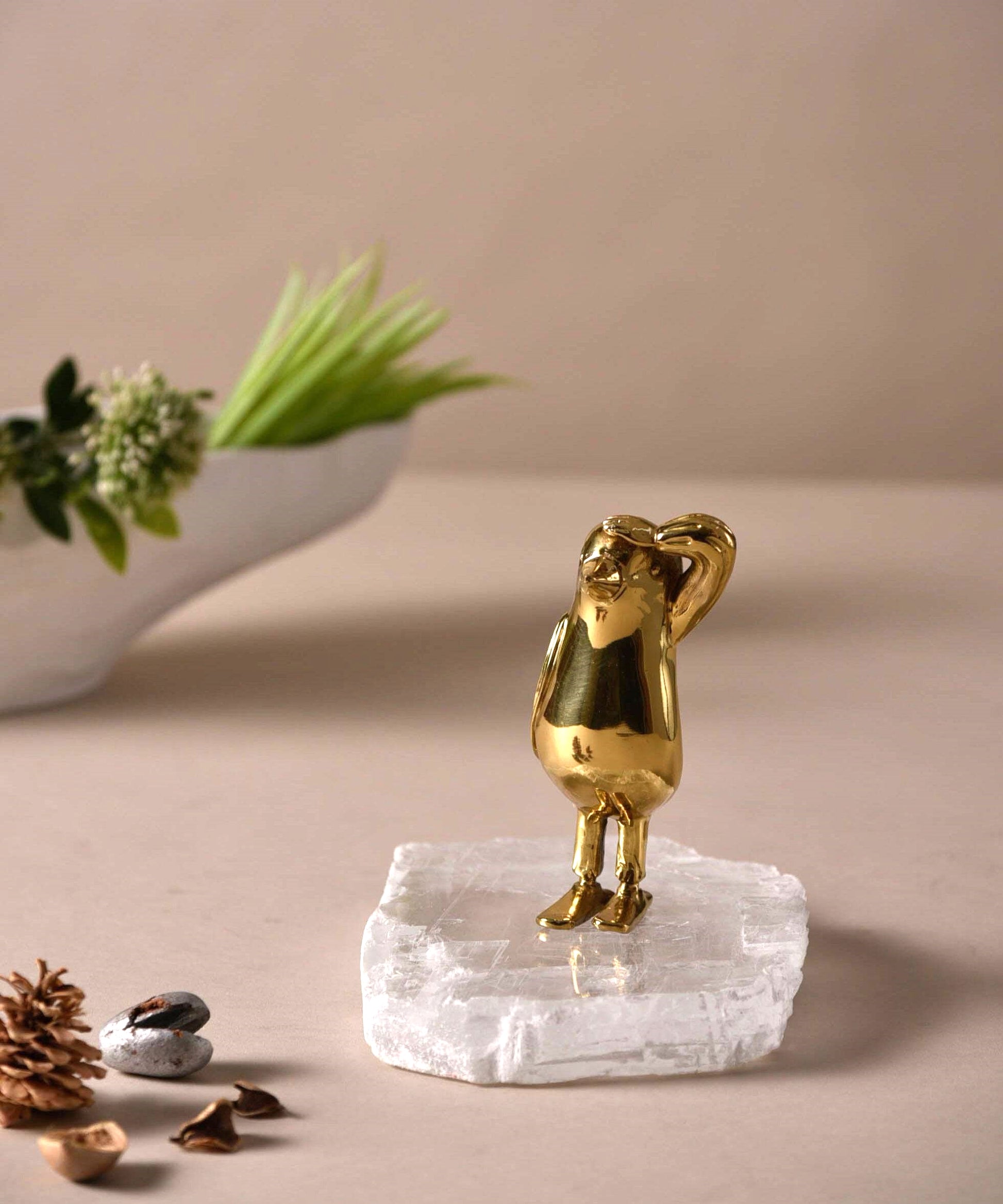 Bird Crystal Brass Sculpture