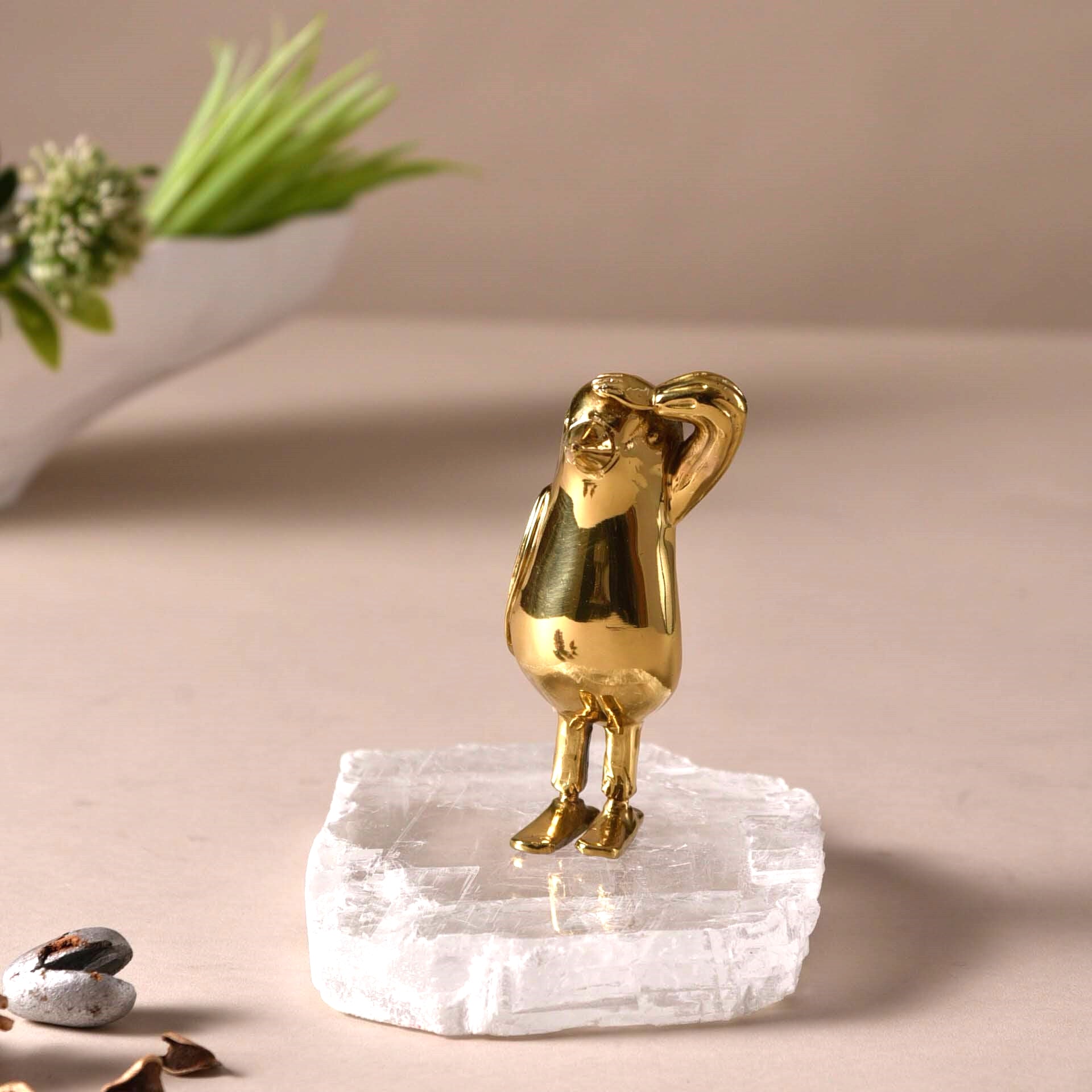 Bird Crystal Brass Sculpture