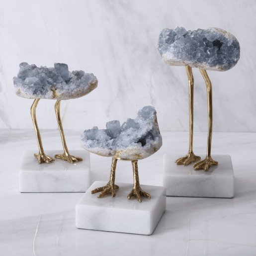 Bird Decor Blue Crystal sculptures (Set of 3)