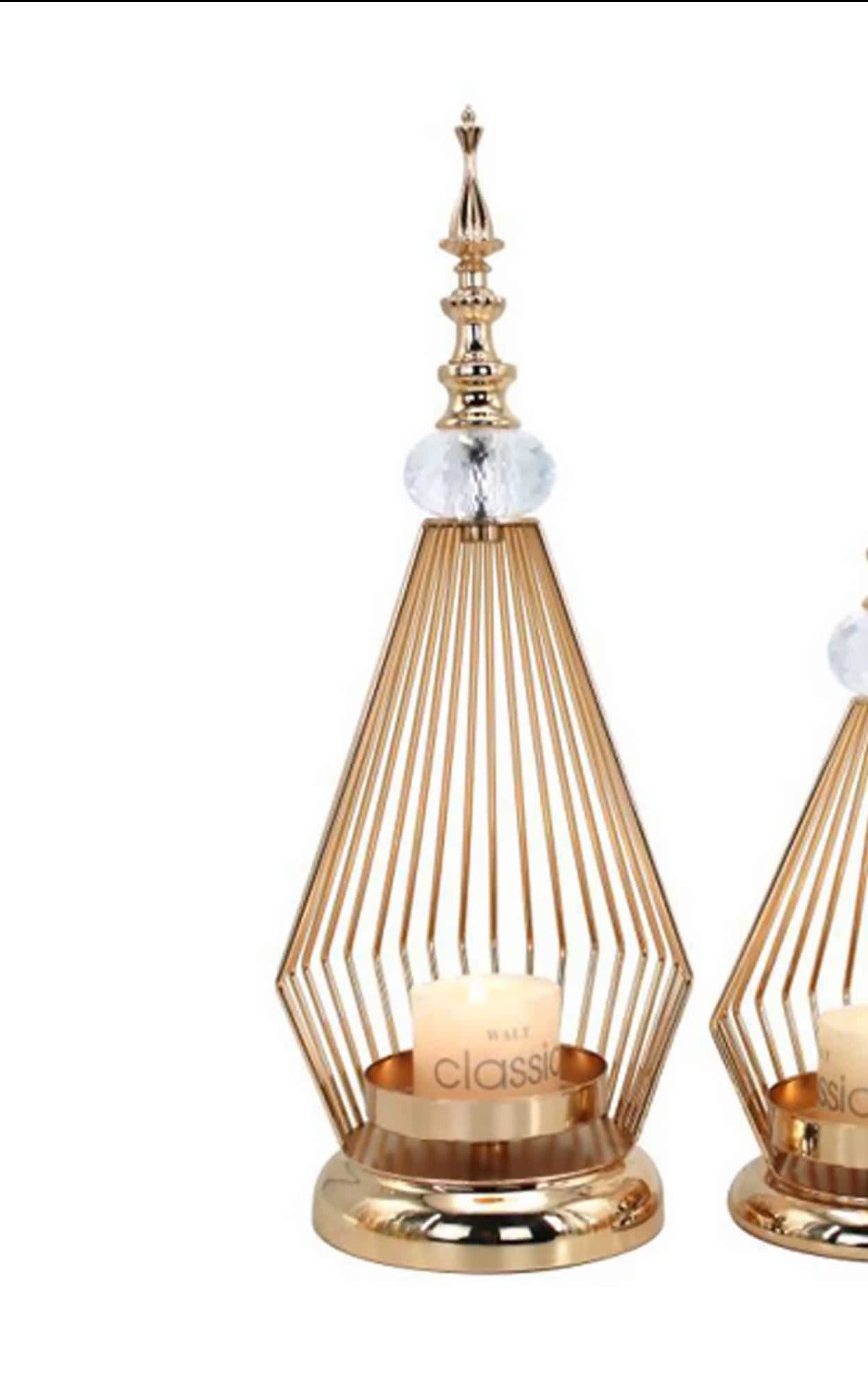 Caleo Gold Crystal Candle Decor Accents ( Set Of 2 )