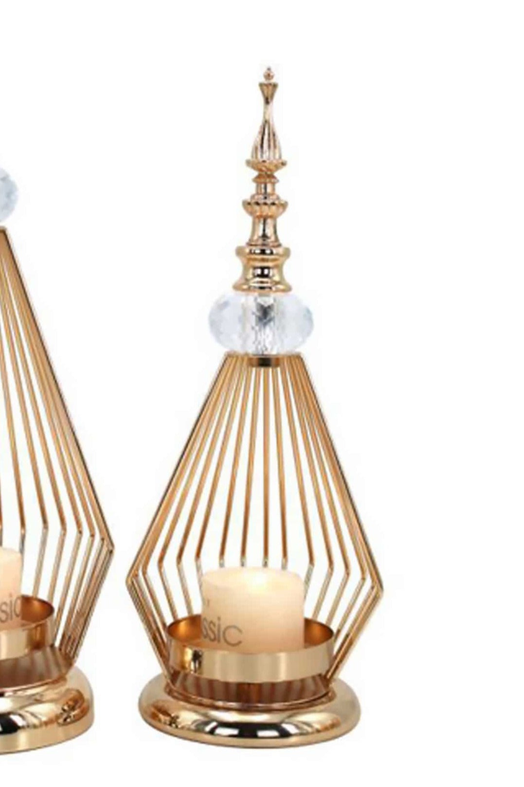 Caleo Gold Crystal Candle Decor Accents ( Set Of 2 )