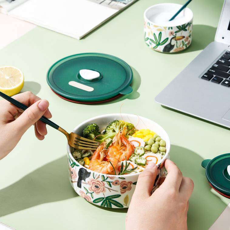 Decorative Green Storage bowl with Lid