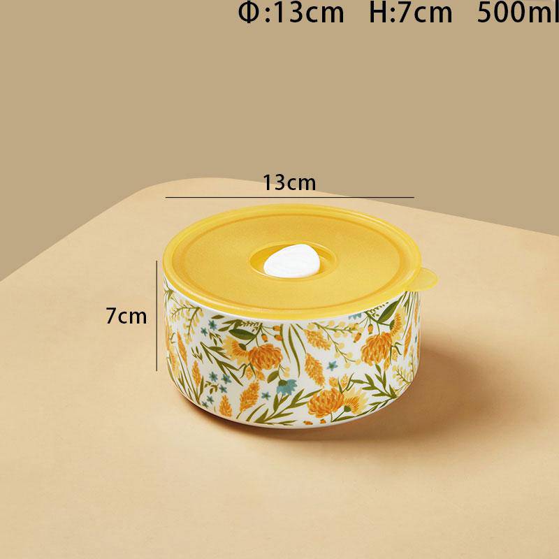 Decorative Yellow Storage bowl with Lid