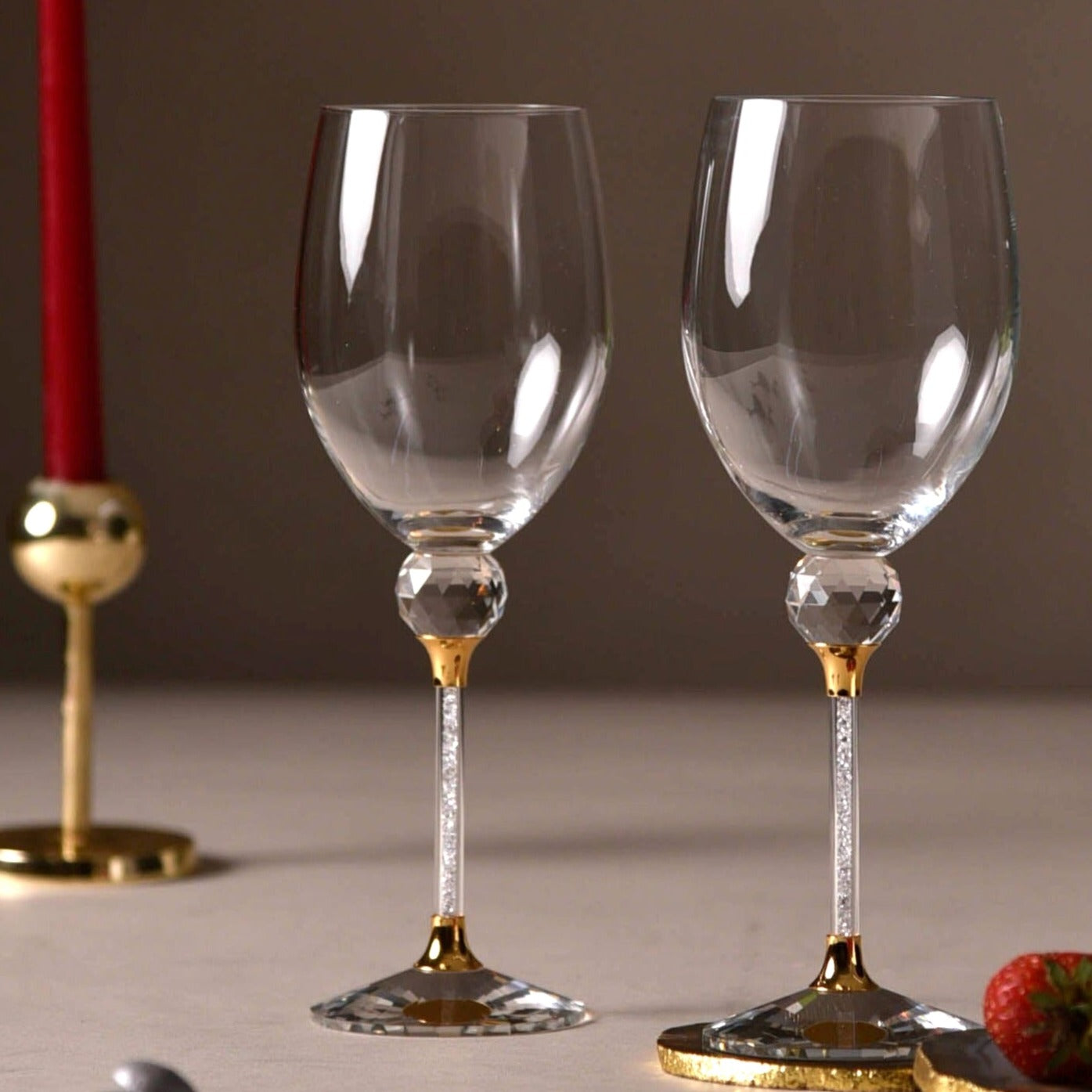 Caelus Gold Crystal Wine Glasses (Set of 4)