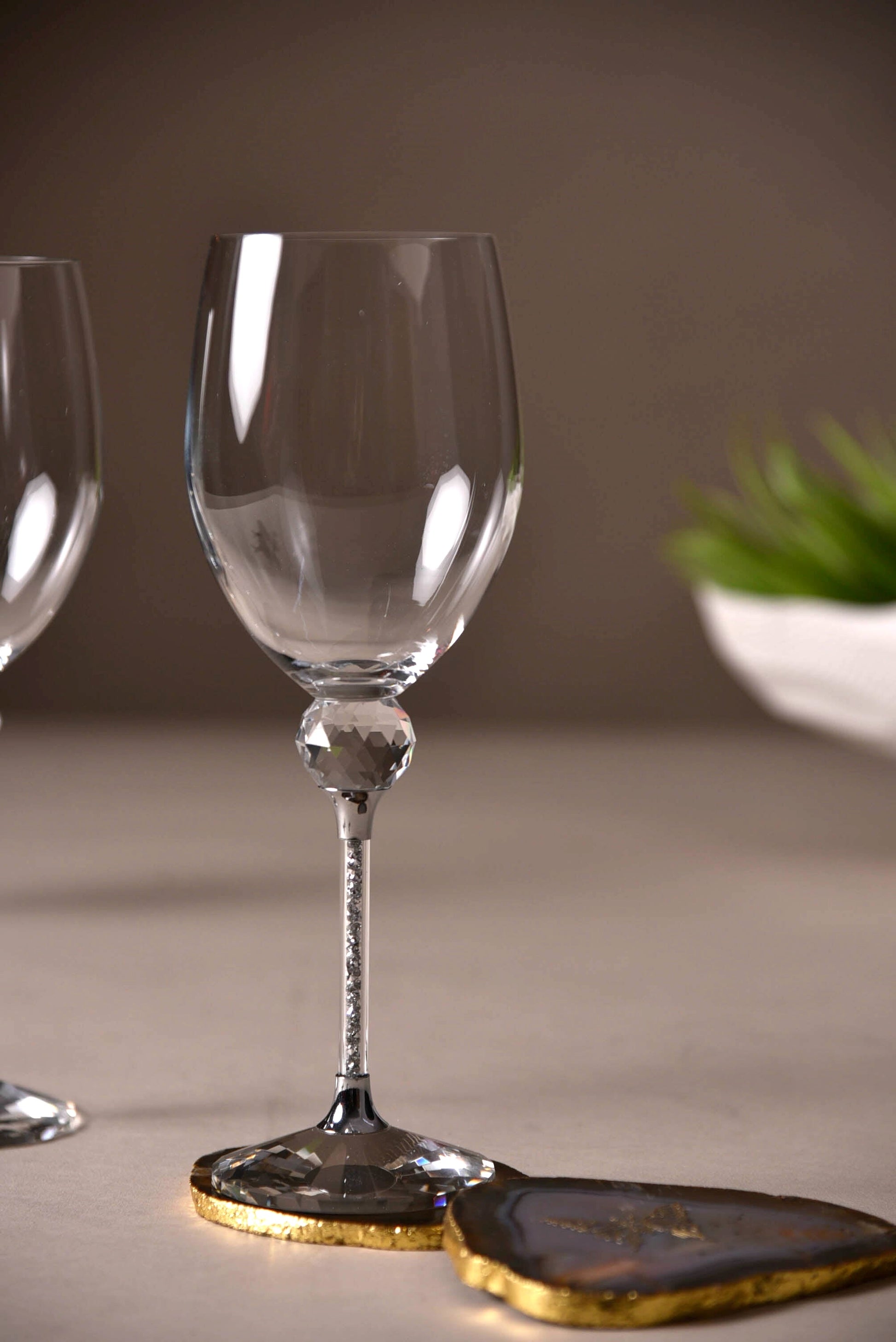 Caelus Silver Crystal Wine Glasses (Set of 4)