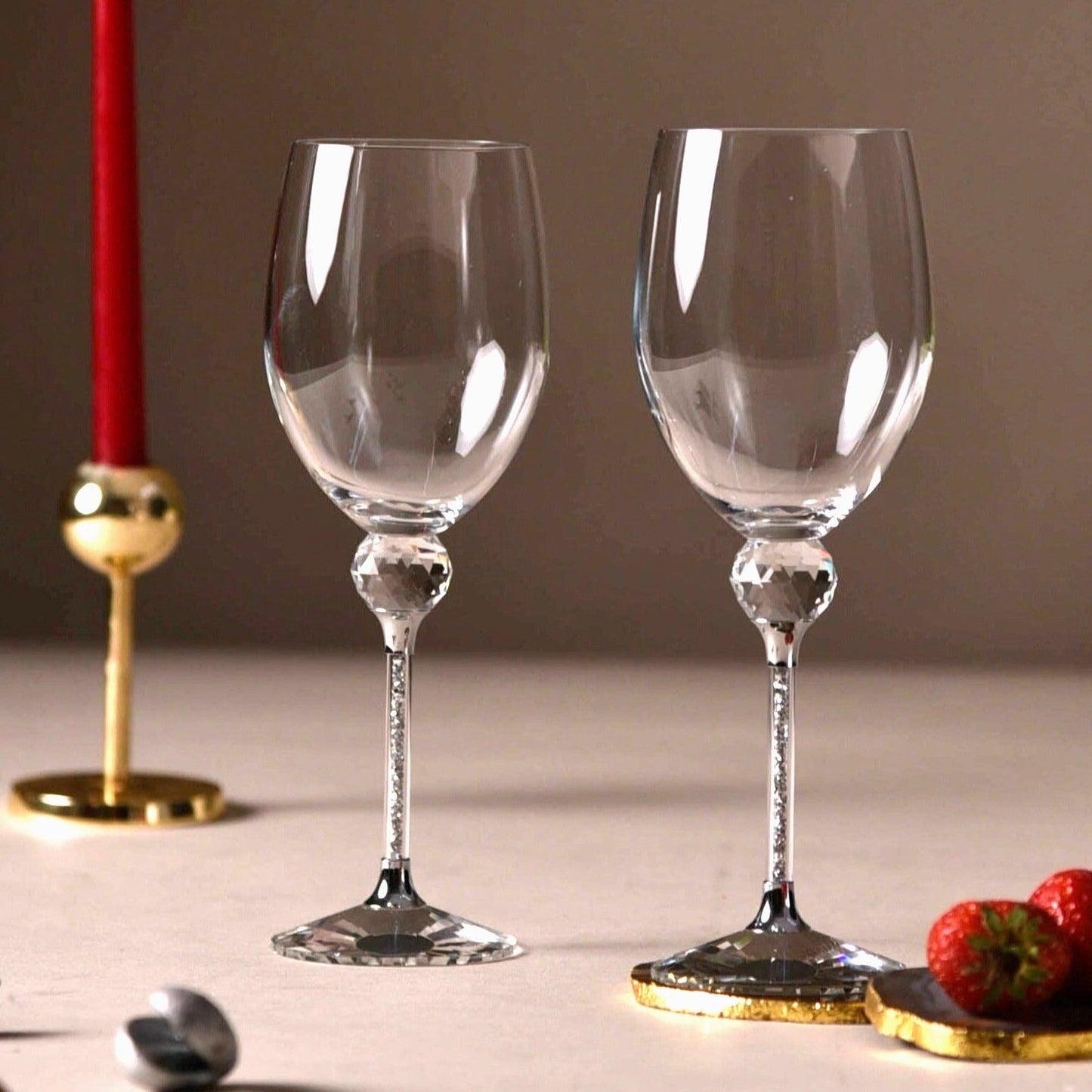 Caelus Silver Crystal Wine Glasses (Set of 4)