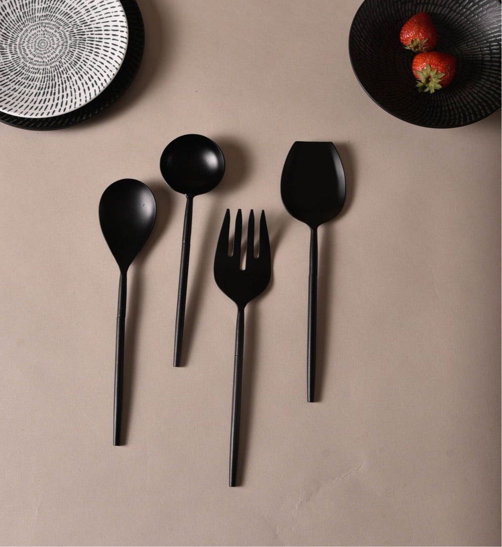 Matt black Serving Spoons (Set of 4)