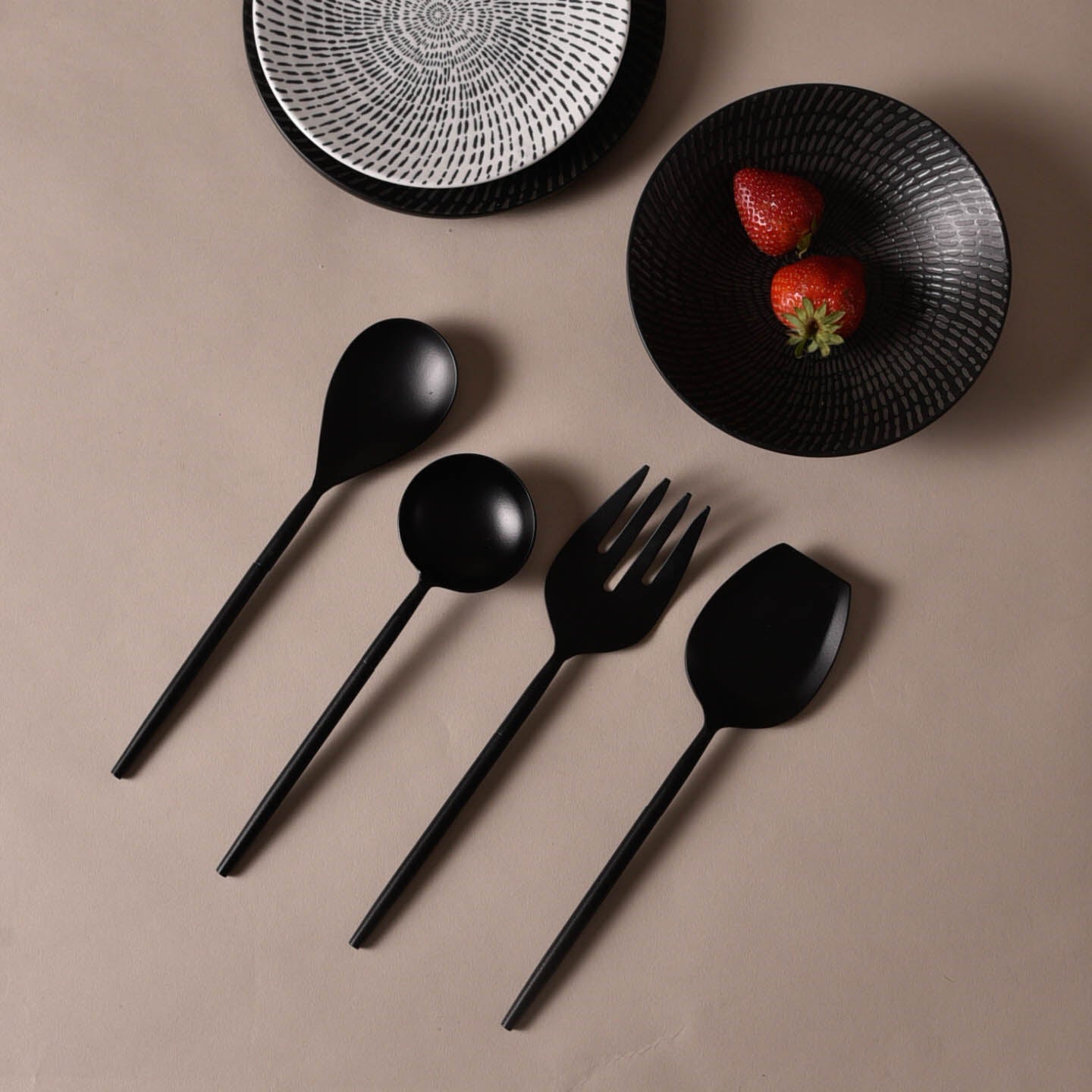 Matt black Serving Spoons (Set of 4)