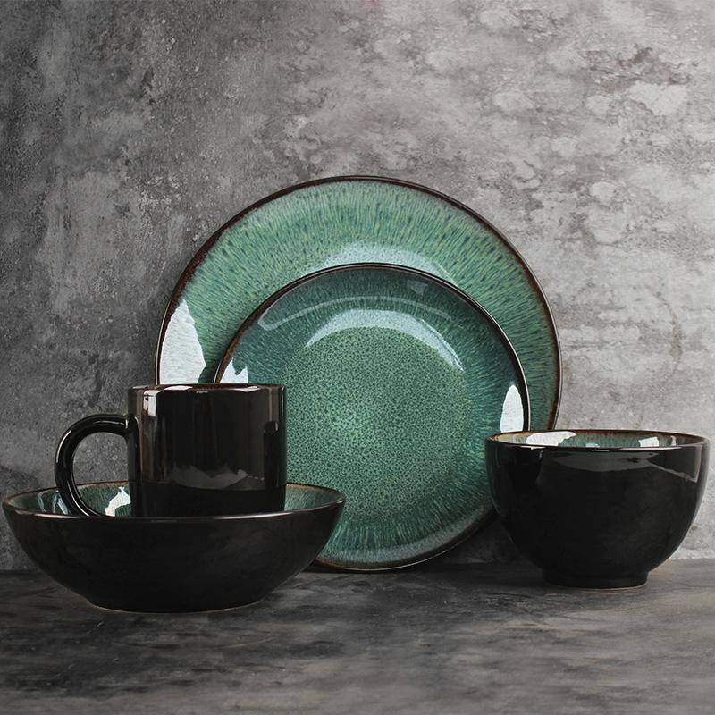 Luxury Inpensus Green Ceramic Dinnerset  ( Set of 14 Pcs)