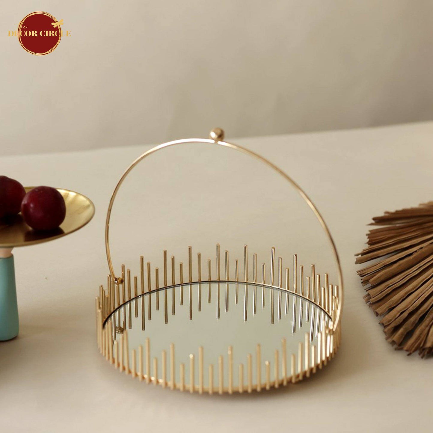 Metal Mirror Multipurpose Gold Basket