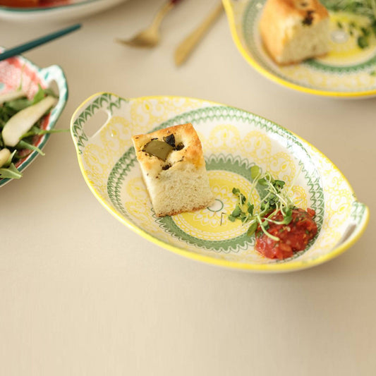 Multipurpose Yellow Oval Ceramic Platter ( Large )