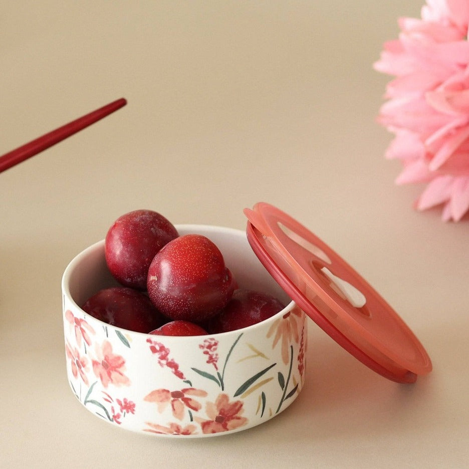 Pink Decorative Serving bowl with Lid