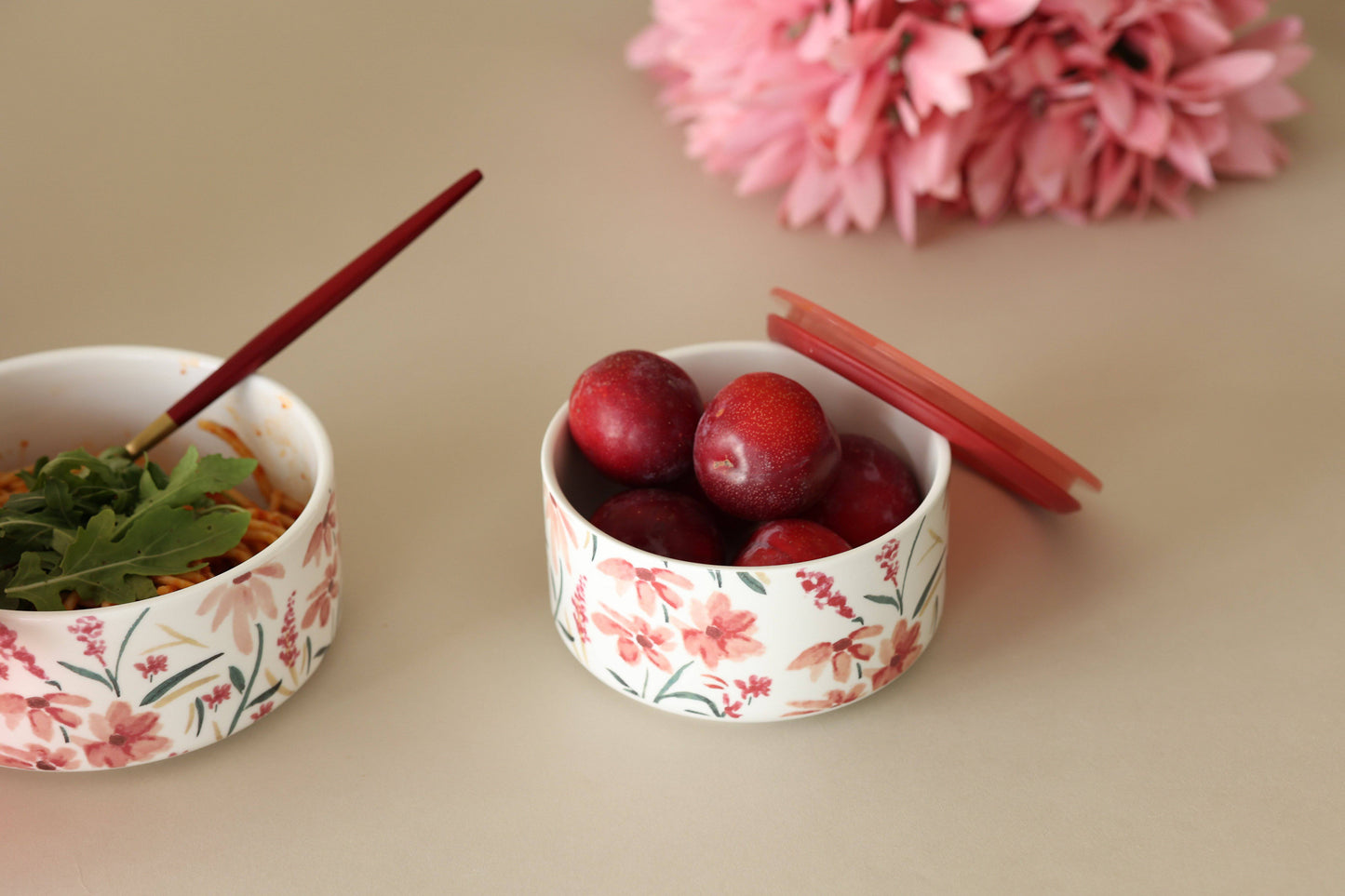 Pink Decorative Serving bowl with Lid