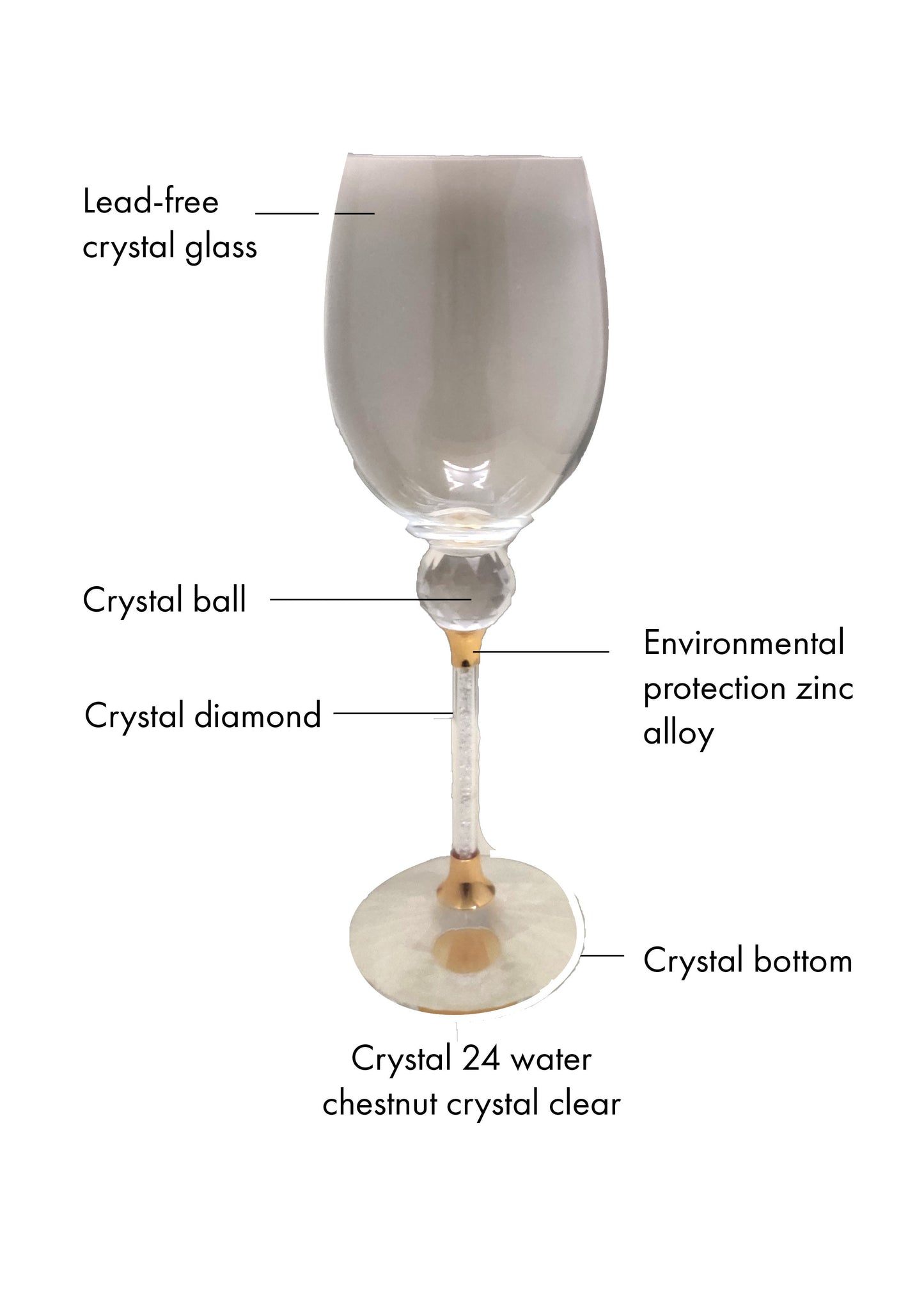 Caelus Gold Crystal Wine Glasses (Set of 4)
