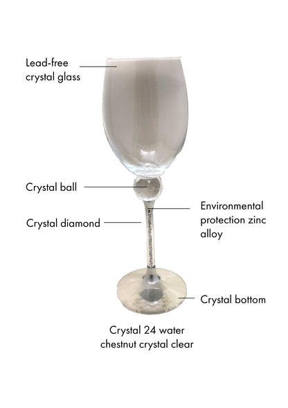 Caelus Silver Crystal Wine Glasses (Set of 4)