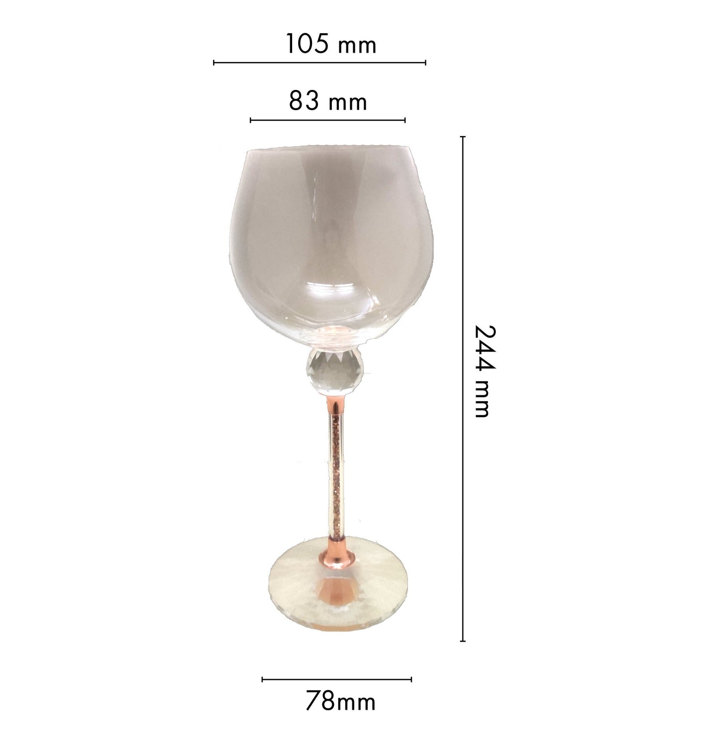 Caelus Rose Gold Crystal Wine Glasses (Set of 4)