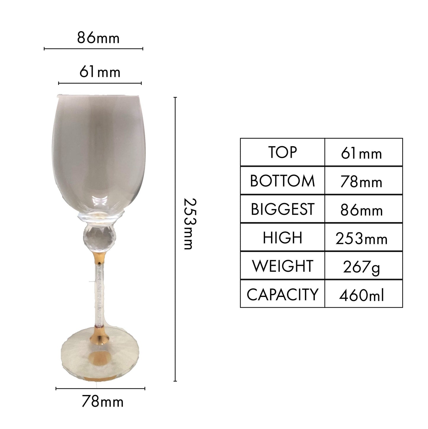 Caelus Gold Crystal Wine Glasses (Set of 4)