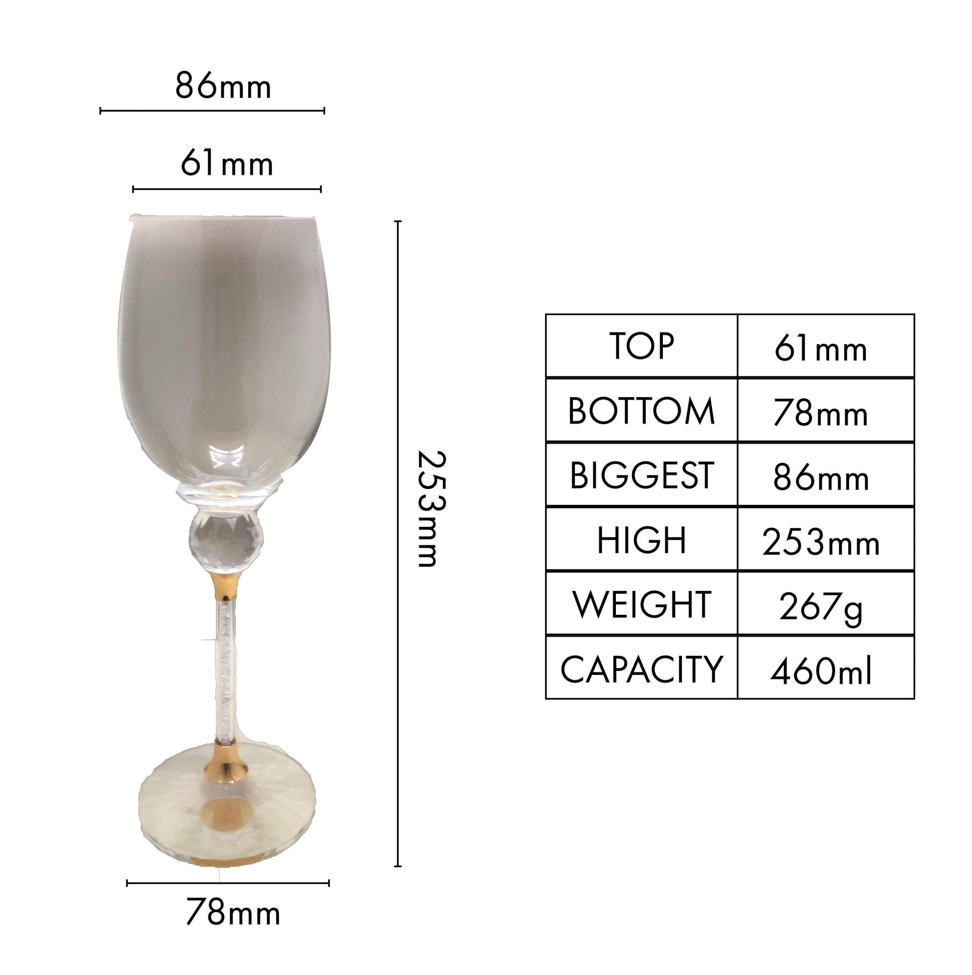 Caelus Gold Crystal Wine Glasses (Set of 4)