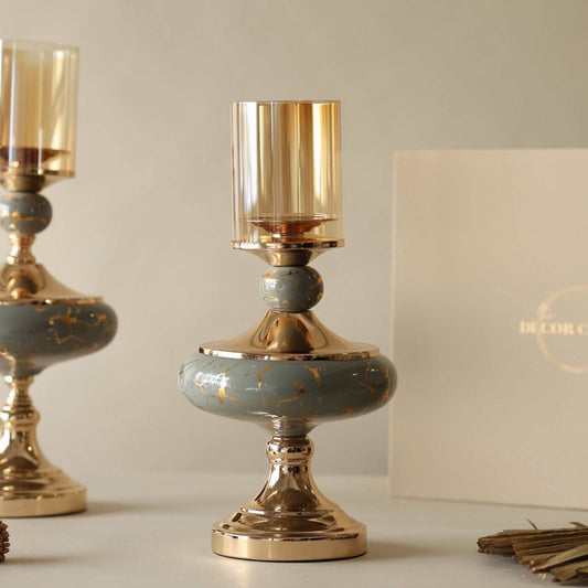 Stellaus Vintage Gold Candle Stands (Set of 2)