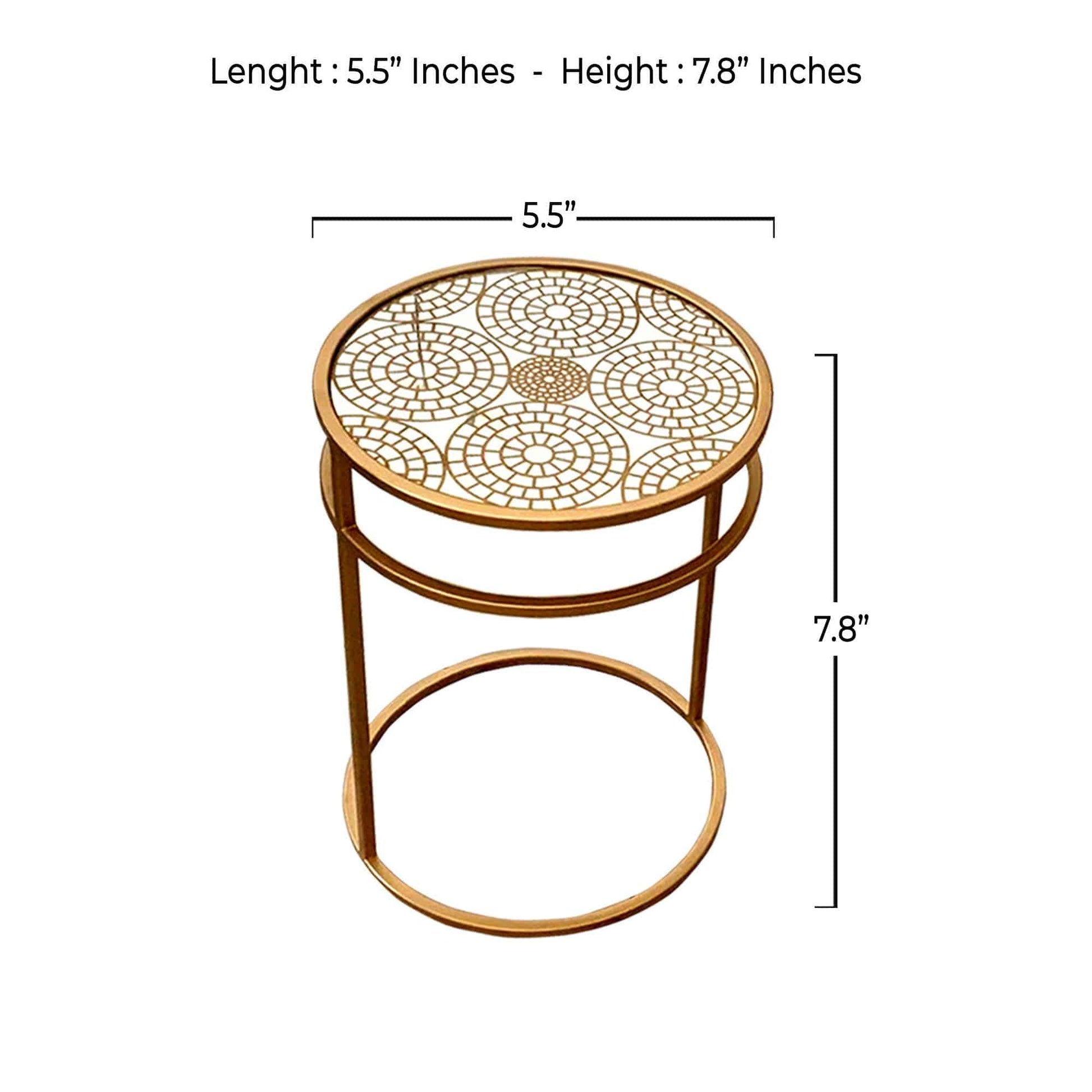 Home Decor Mirror Glass Metal Matt Gold Nesting Tables (Set of 2) - The Decor Circle