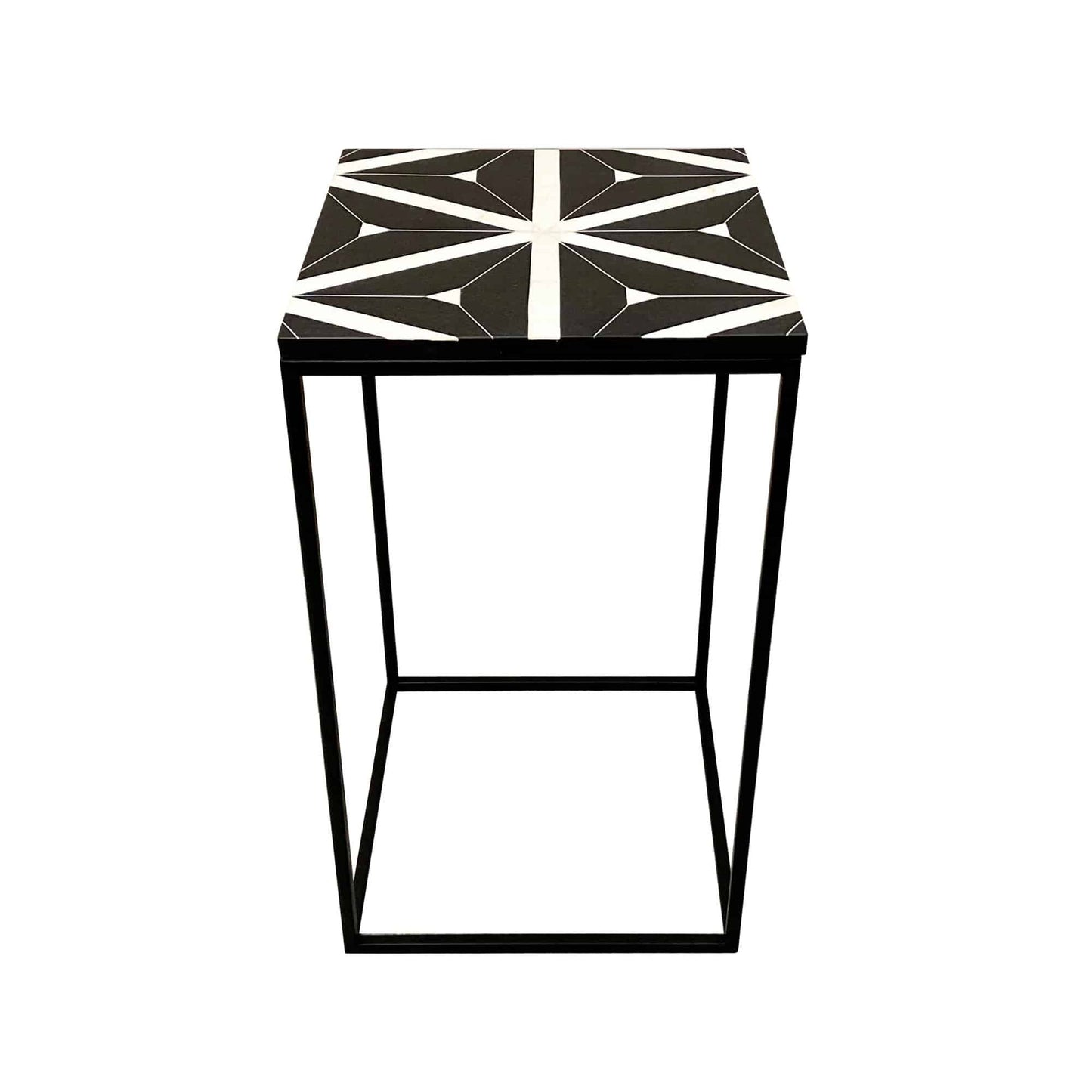 Marble Inlay Black Accent table (Large) - The Decor Circle