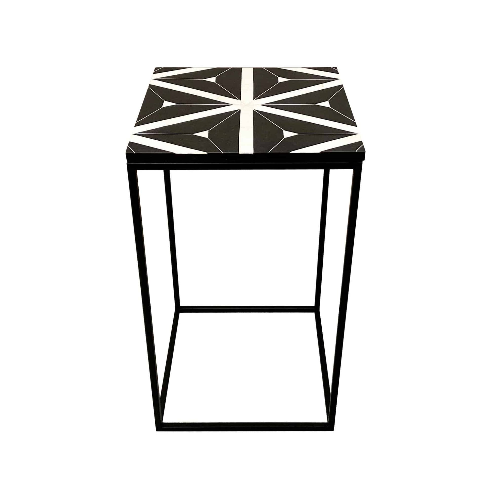 Marble Inlay Black Accent table (Large) - The Decor Circle