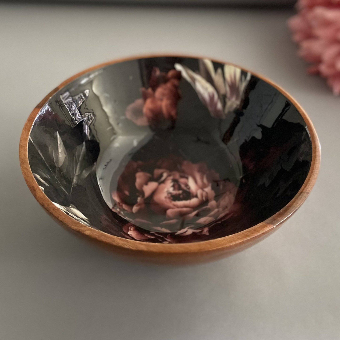 Floral Paradise Snack/Salad Multipurpose Wooden Bowl - The Decor Circle