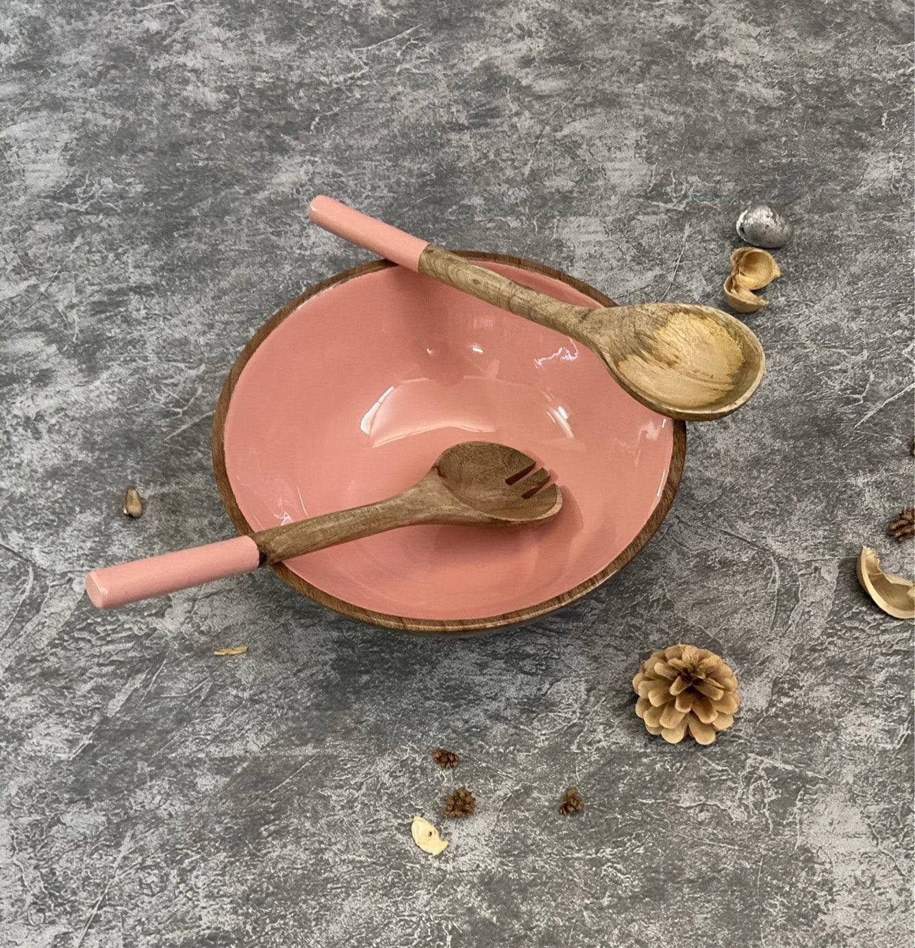 Pink Tableware Wooden Multipurpose Salad Bowl - The Decor Circle