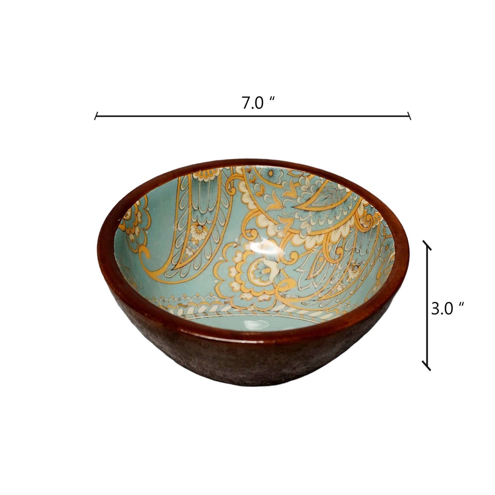Tableware Green Paisley Fruit/Snack Wooden Bowls (Set of 2) - The Decor Circle