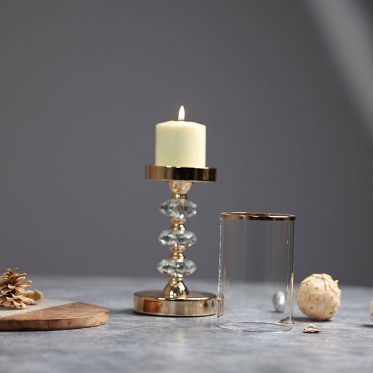 Fulgor Crystal Rose Gold Candle Stand (Set of 2) - The Decor Circle