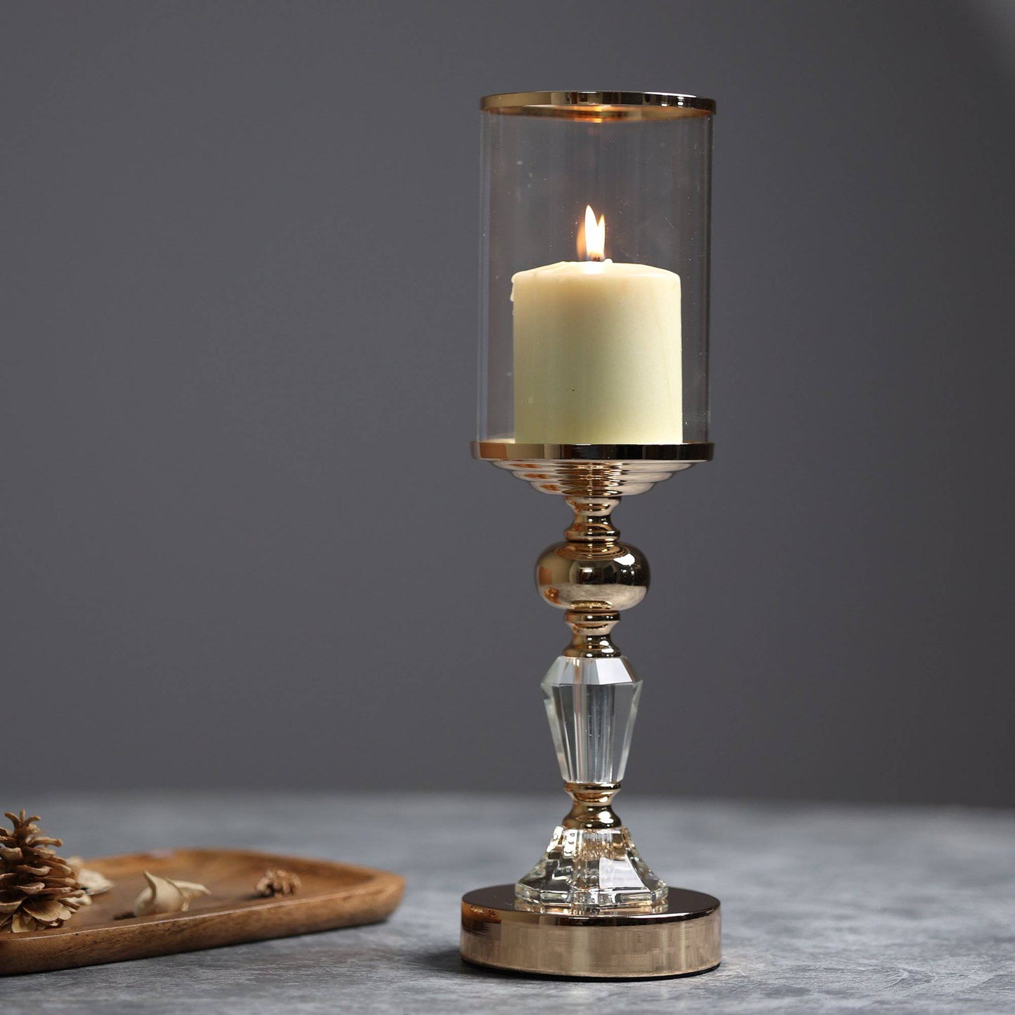 Fulgor Rose Gold Crytsal Candle Stands - The Decor Circle