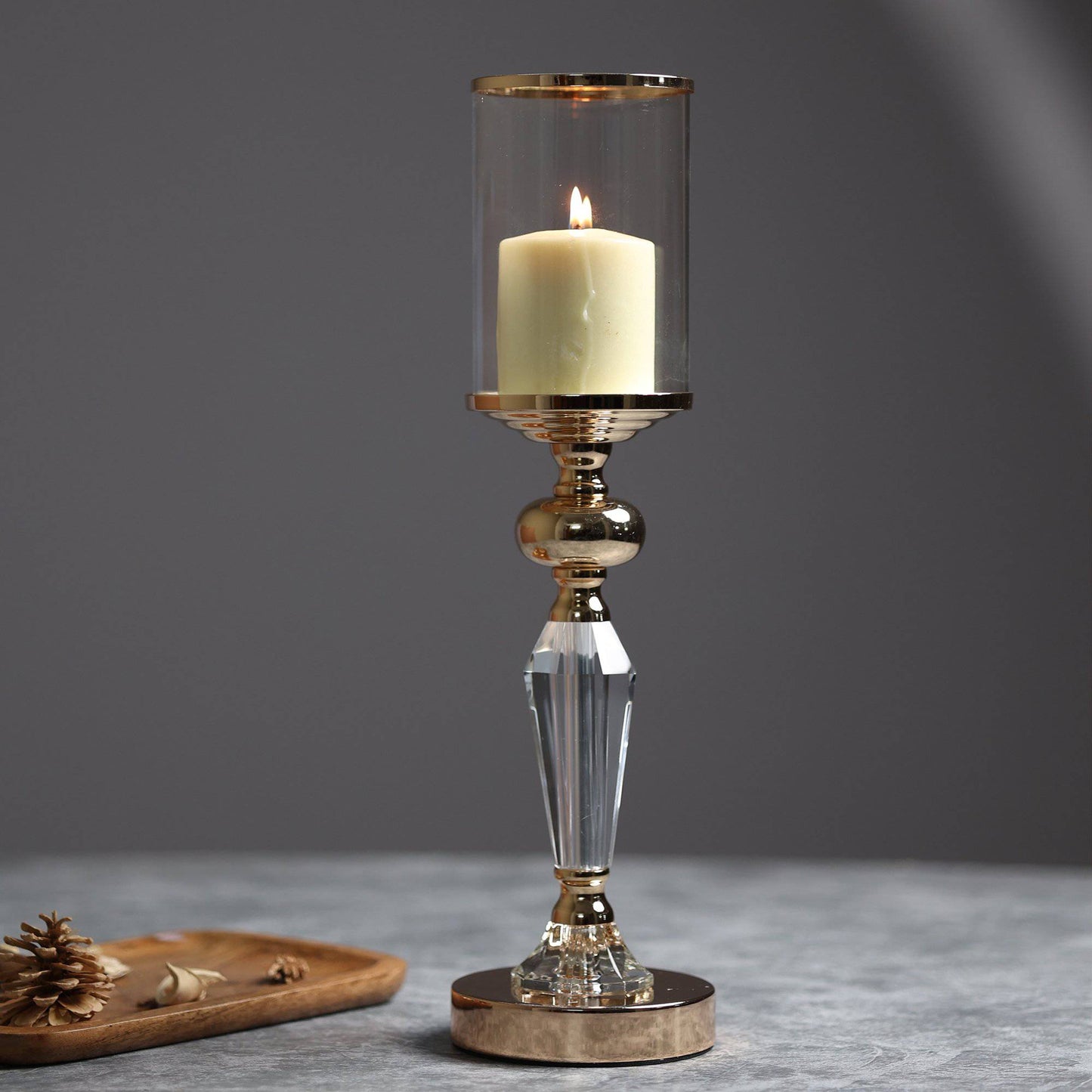 Fulgor Rose Gold Crytsal Candle Stands - The Decor Circle