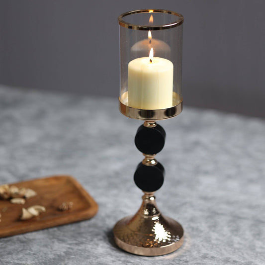 Meraki Black Nordic Gold Candle Stands (Set of 3) - The Decor Circle