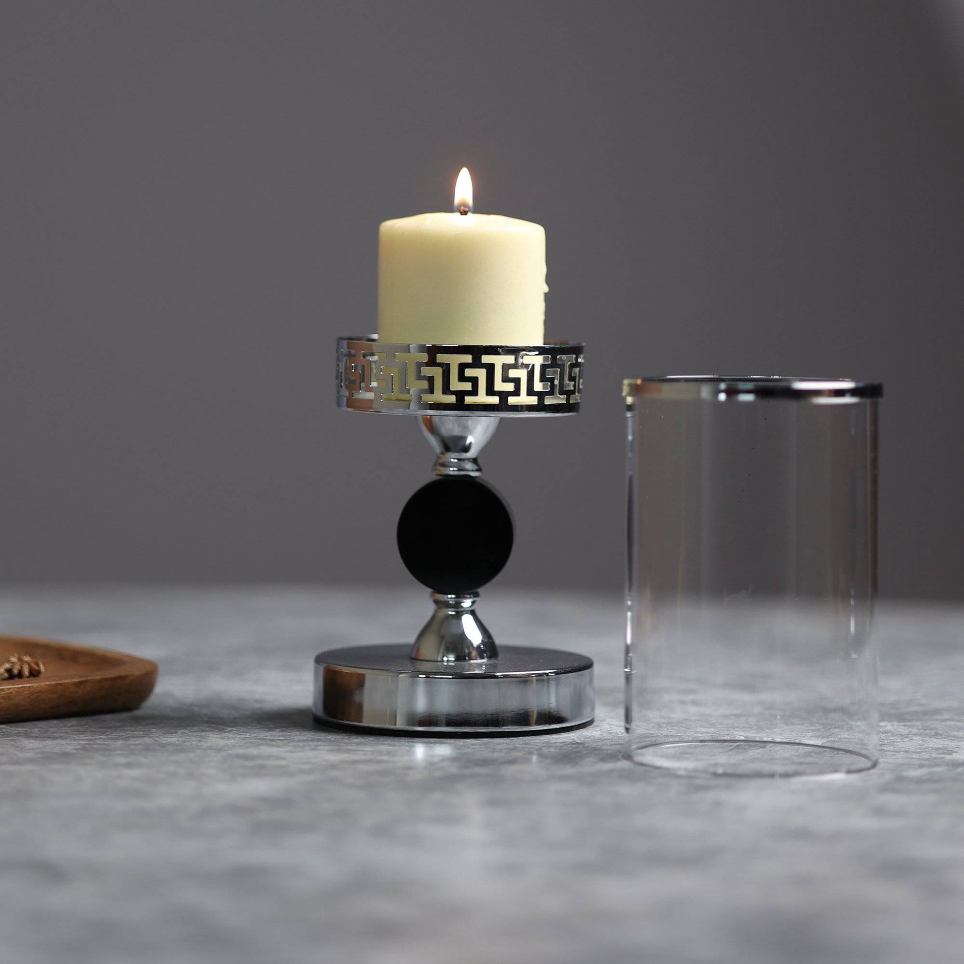 Meraki Silver Candle Stands (Set of 2)
