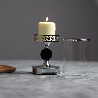 Meraki Black Silver Candle Stands (Set of 2) - The Decor Circle