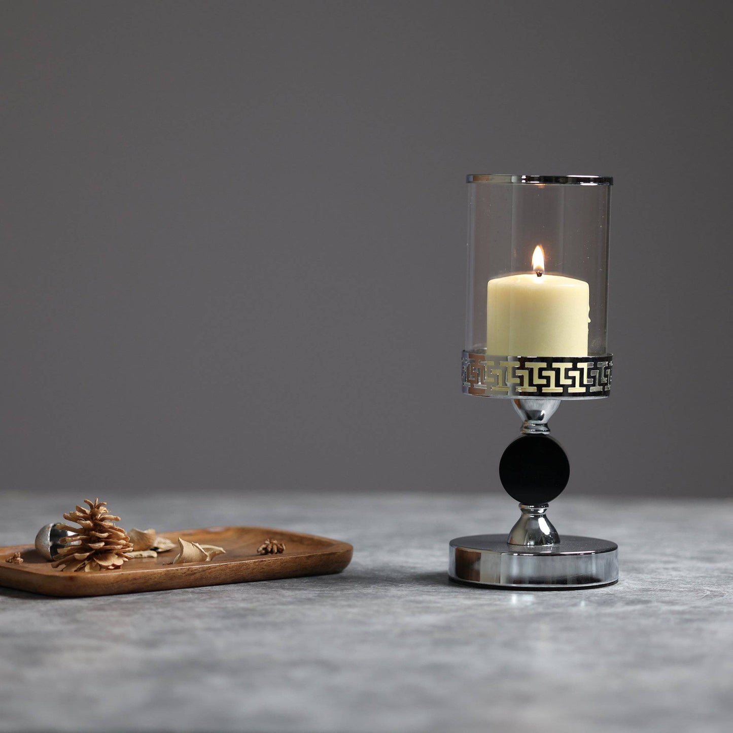 Meraki Black Silver Candle Stands (Set of 2) - The Decor Circle