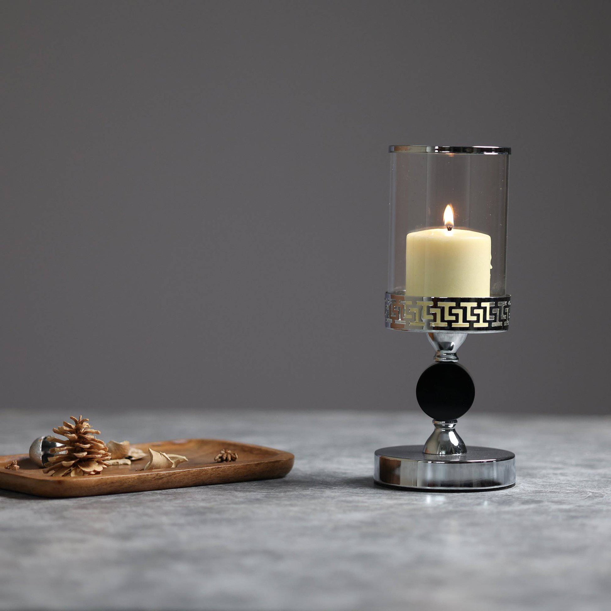 Meraki Silver Candle Stands (Set of 2)