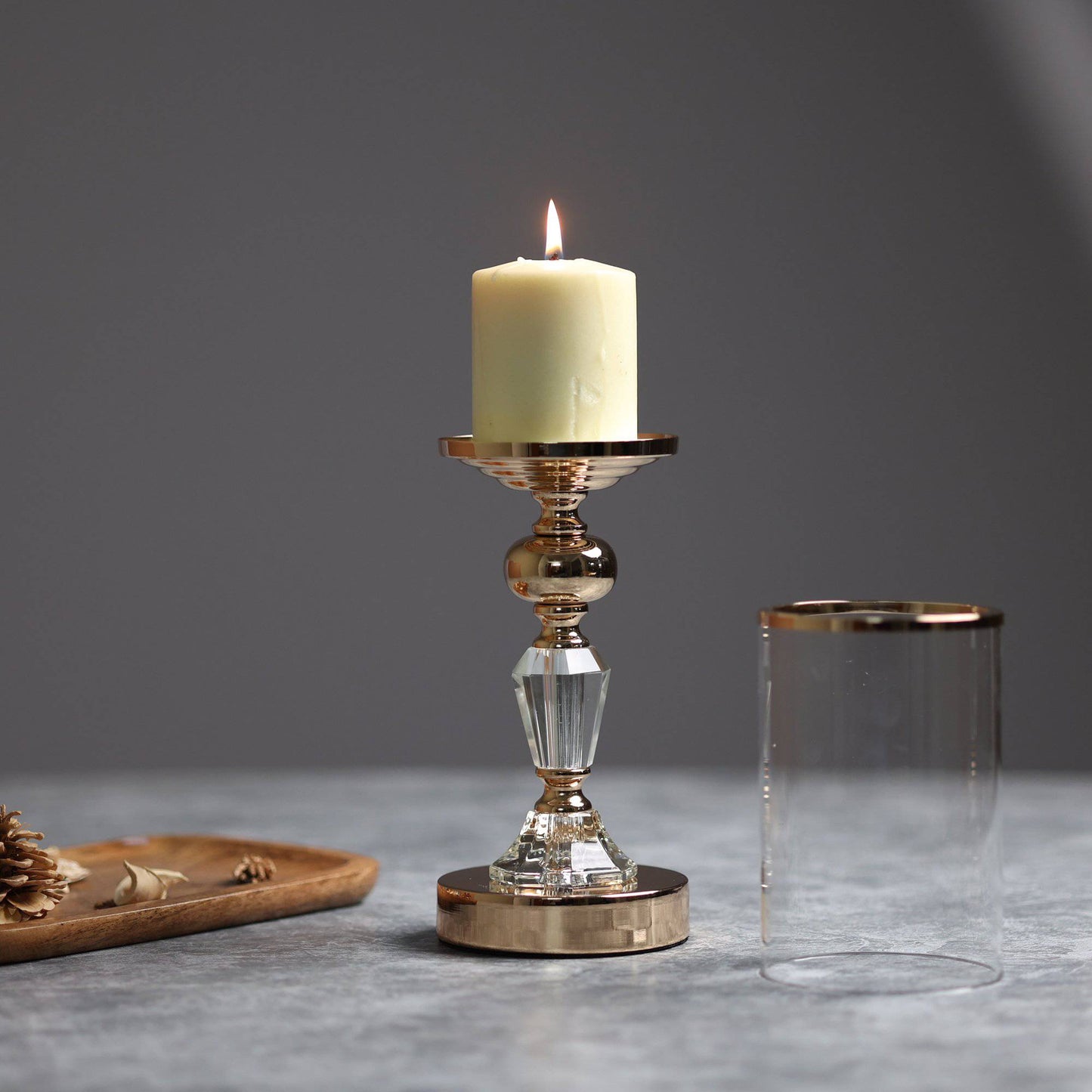 Fulgor Rose Gold Crytsal Candle Stands - The Decor Circle