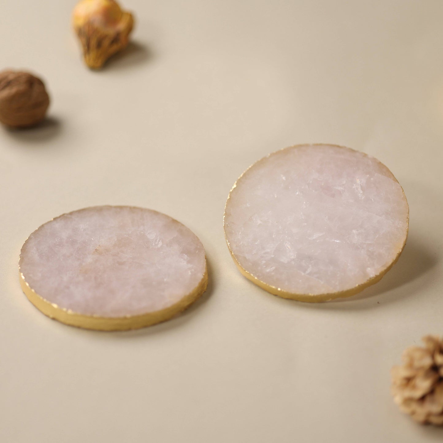 Decor Rose quartz Round Agate Coasters (Set of 2) - The Decor Circle