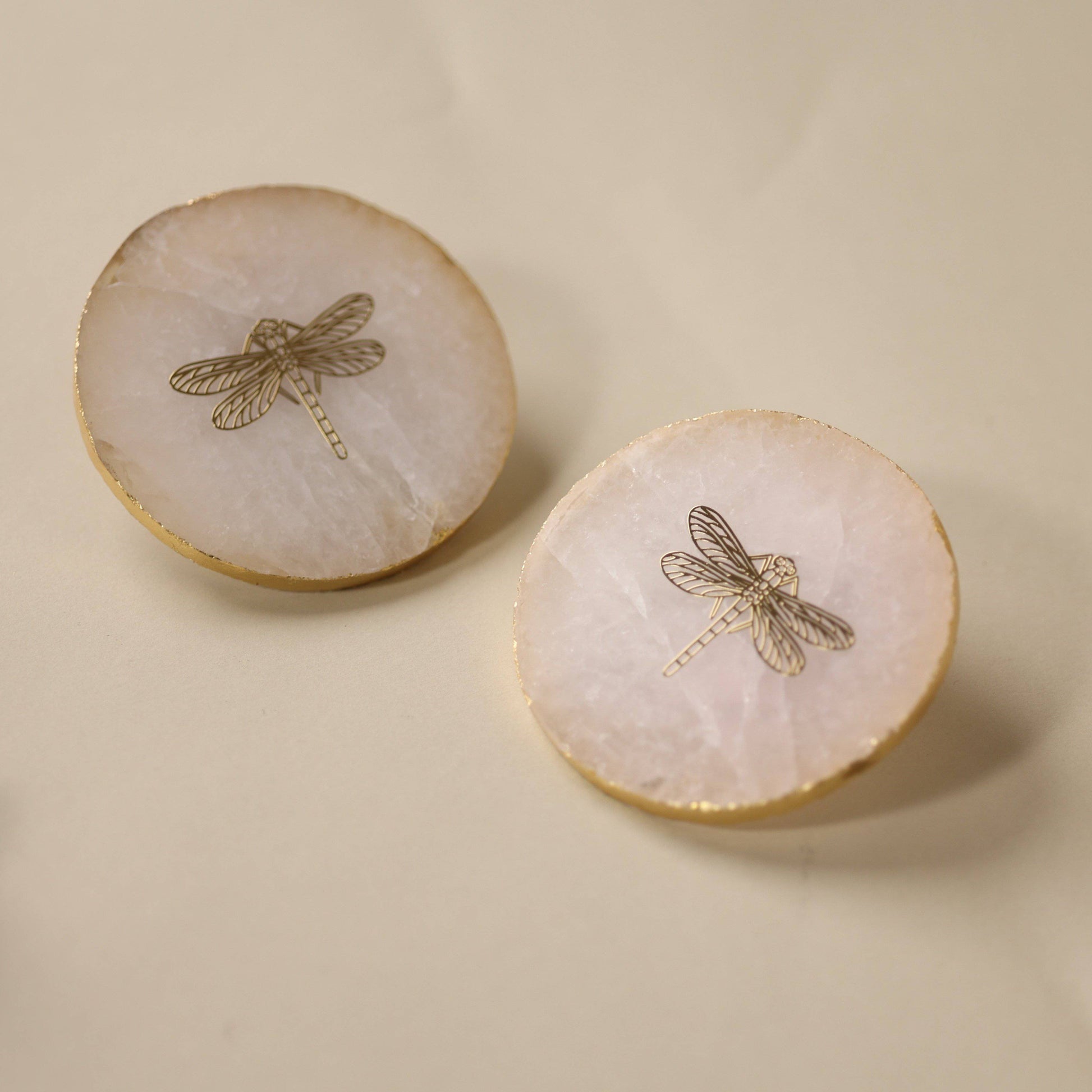 Rose quartz Dragonfly Agate Coasters (Set of 2)