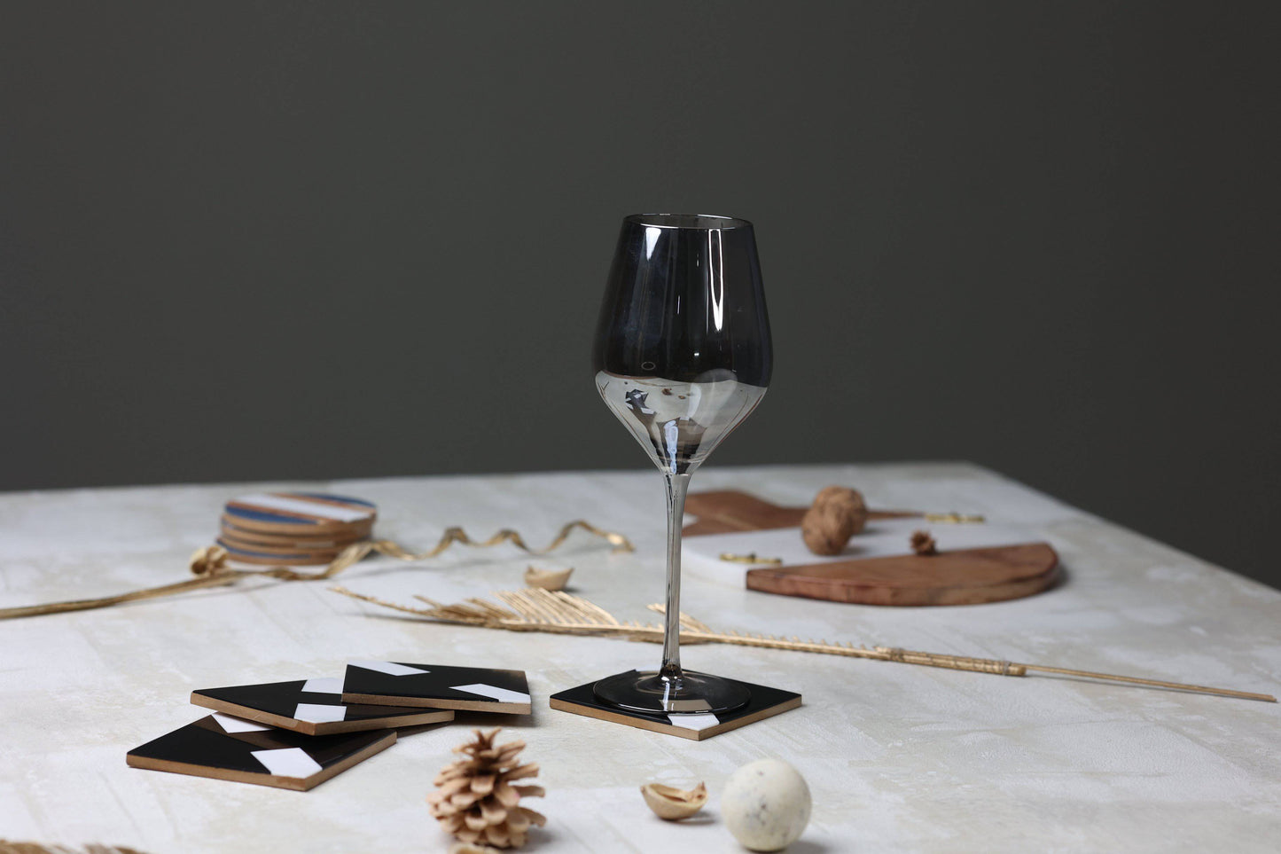 Home Decor Accessories Black Inlay Coasters (set of 4) - The Decor Circle